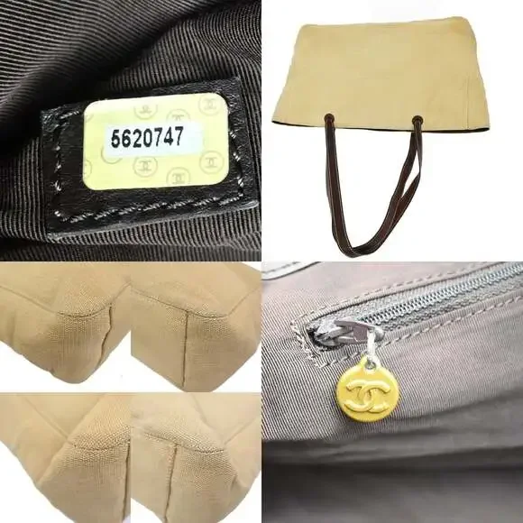 Chanel Canvas Vintage CC With Leather Tote Beige - Picture 4 of 6